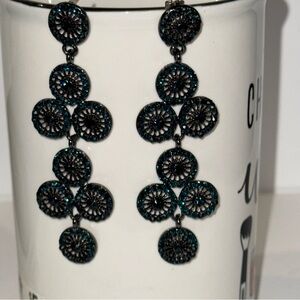 Elegant Black and Blue Dangle Earrings